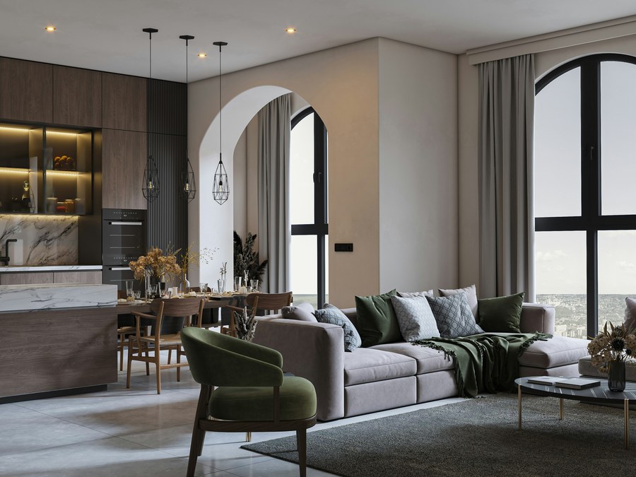 Open-concept living room interior