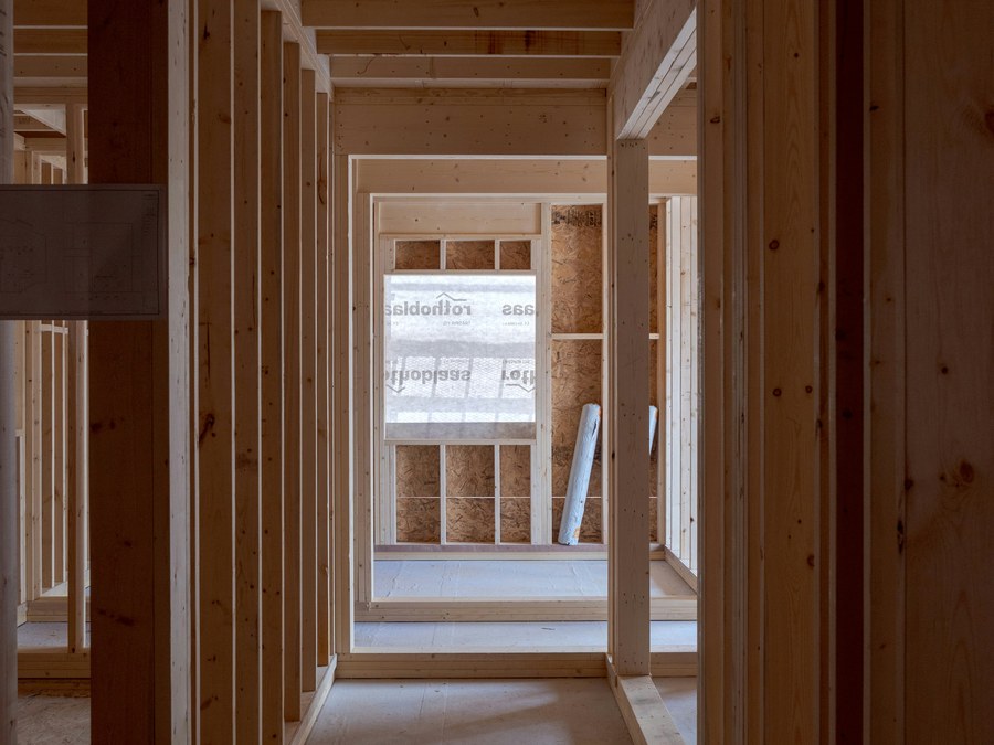 Residential wood framing under construction